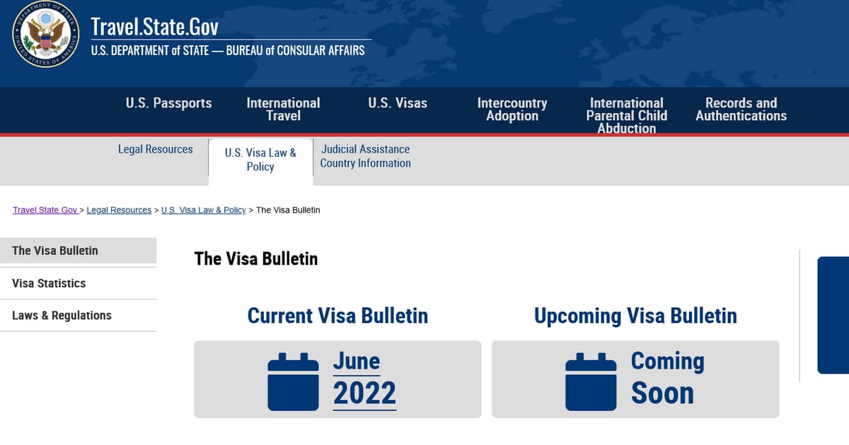 Lịch cấp visa định cư Mỹ 2022