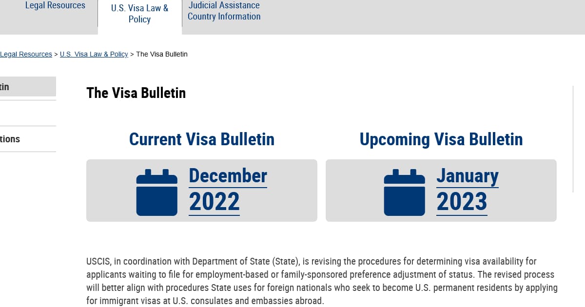 Lịch visa bulletin năm 2023